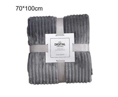 Skin-Friendly Soft Throw Blanket Polyester Air Conditioned Blanket for Sofa Light Grey