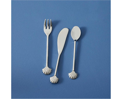 3Pc  Seychelles Sea Shell Appetiser Cutlery Tableware Set Silver