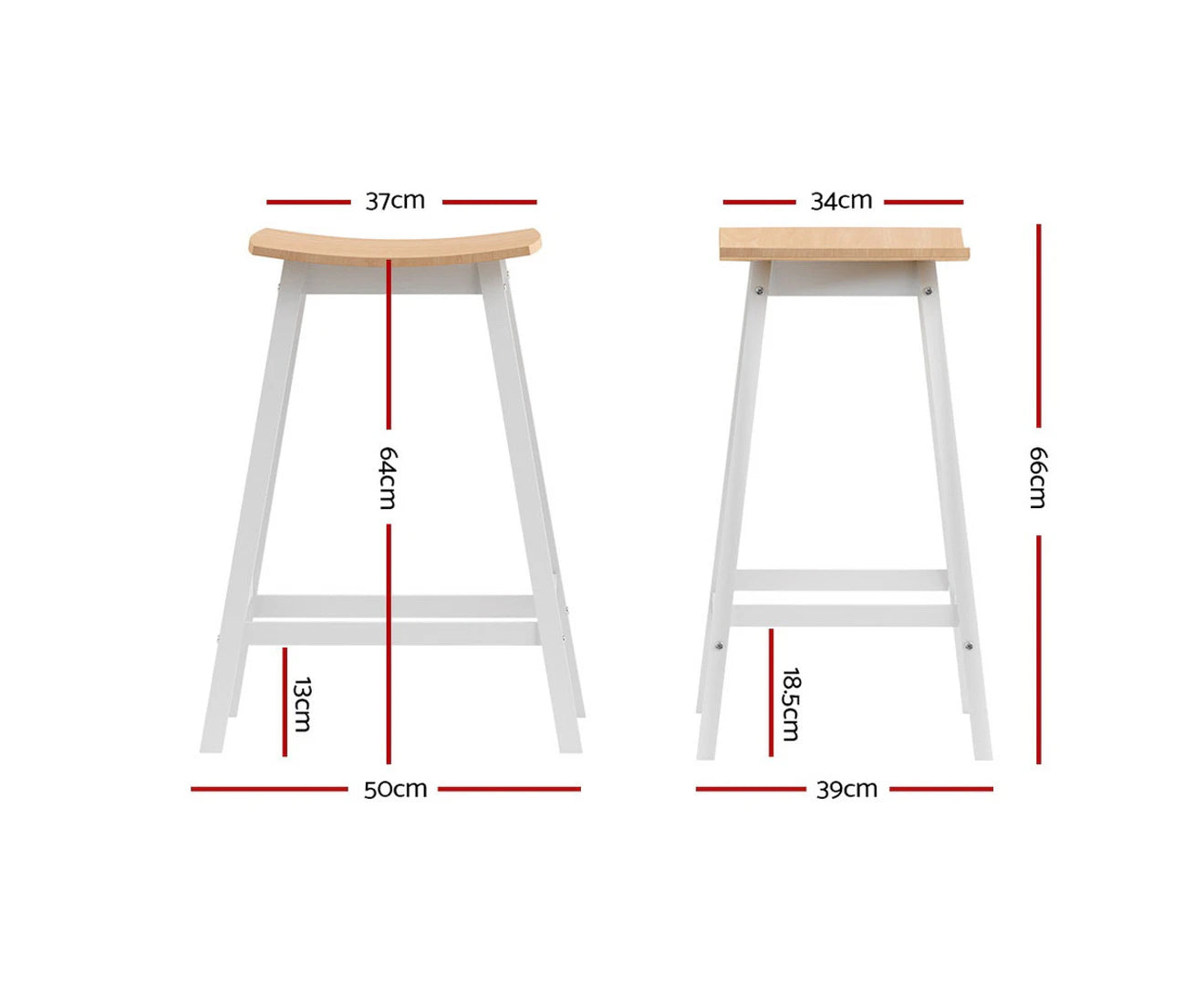 Bar Stools Set of 2 Kitchen Stool 65Cm