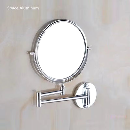 Gold Foldable Double-Sided Makeup Mirror Bathroom Mirror 1:3X Makeup Mirror Wall Mounted Circular Mirror Bathroom Supplies