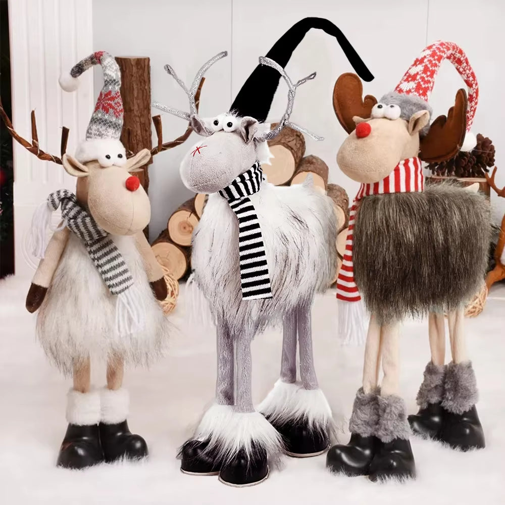 Christmas Reindeer Elk Doll Retractable Standing Toy Christmas Decorations for Home Xmas Party Gift New Year Navidad Elk 2022