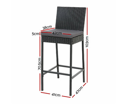 4-Piece Outdoor Bar Stools Dining Chair Bar Stools Rattan Furniture