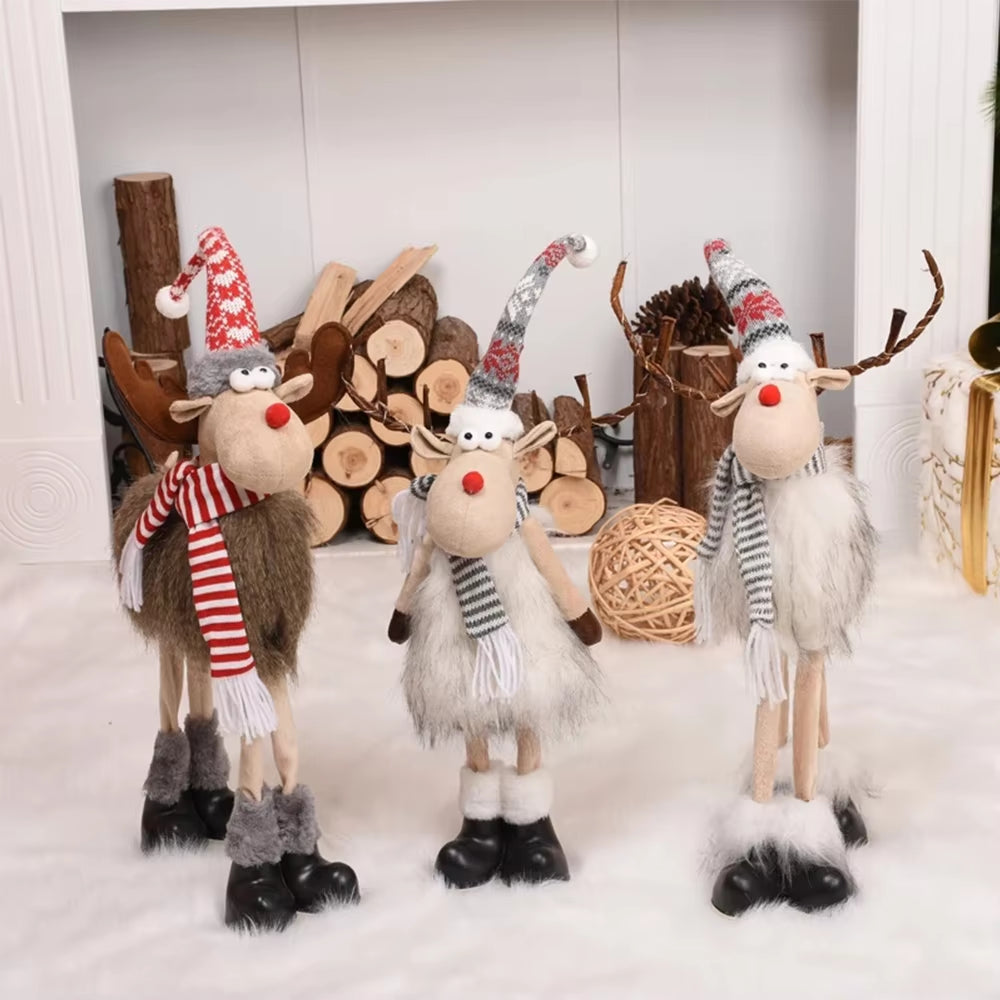 Christmas Reindeer Elk Doll Retractable Standing Toy Christmas Decorations for Home Xmas Party Gift New Year Navidad Elk 2022