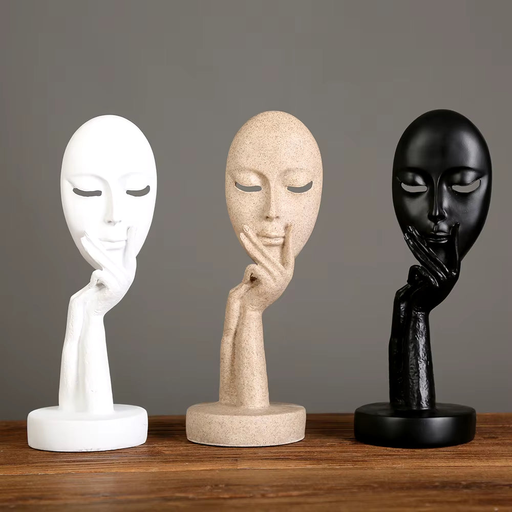 Creative Nordic Home Decoration Abstract Figure Sculpture Woman Face Mask Model Statue Resin Art Crafts Ornaments Home Decor