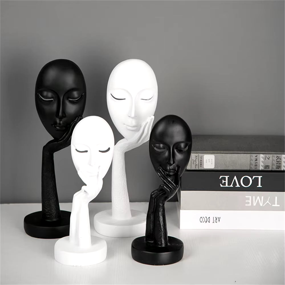 Creative Nordic Home Decoration Abstract Figure Sculpture Woman Face Mask Model Statue Resin Art Crafts Ornaments Home Decor