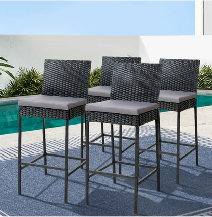 Black outdoor bar stools set of 4.