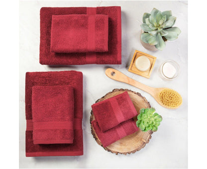 3PCS 100% Combed Cotton Towel Set Bath Towel Hand Towel & Face Washer Sets Burgundy