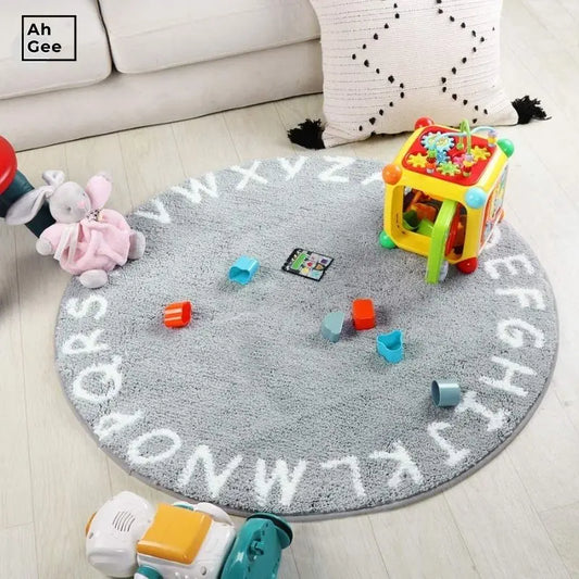 Baby Carpet Modern Living Room Furry Bedroom Carpet Kids Room Rugs Soft Bedside Carpet Fur Mats Alphabet round Mat for Children