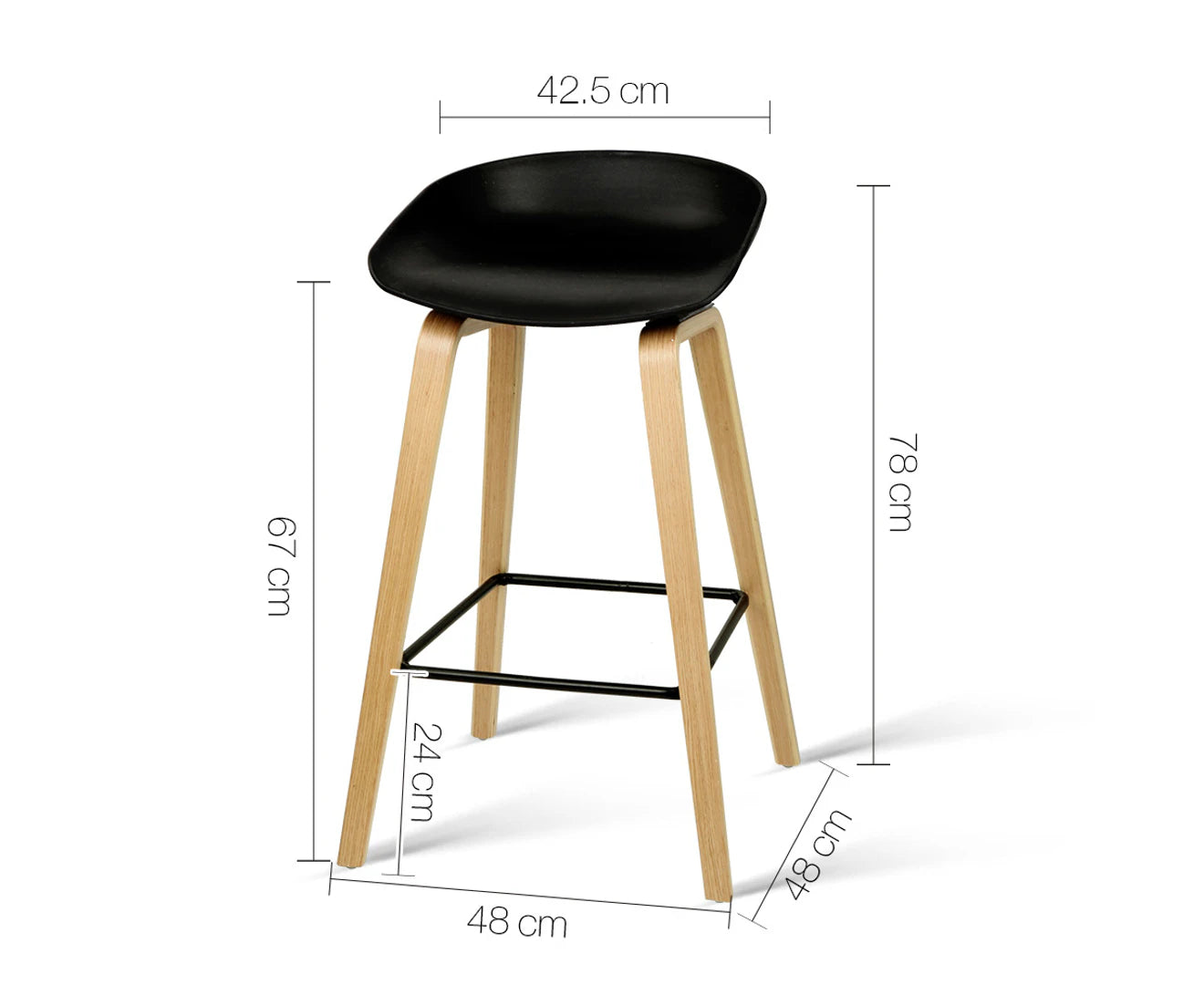 Bar Stools Set of 2 Wooden Kitchen Stool Chairs