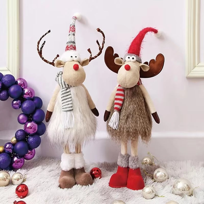 Christmas Reindeer Elk Doll Retractable Standing Toy Christmas Decorations for Home Xmas Party Gift New Year Navidad Elk 2022