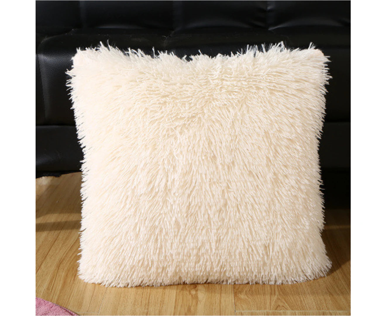 Set of 2 Fluffy Faux Fur Cushions Soft Artificial Fur Throw Cushion