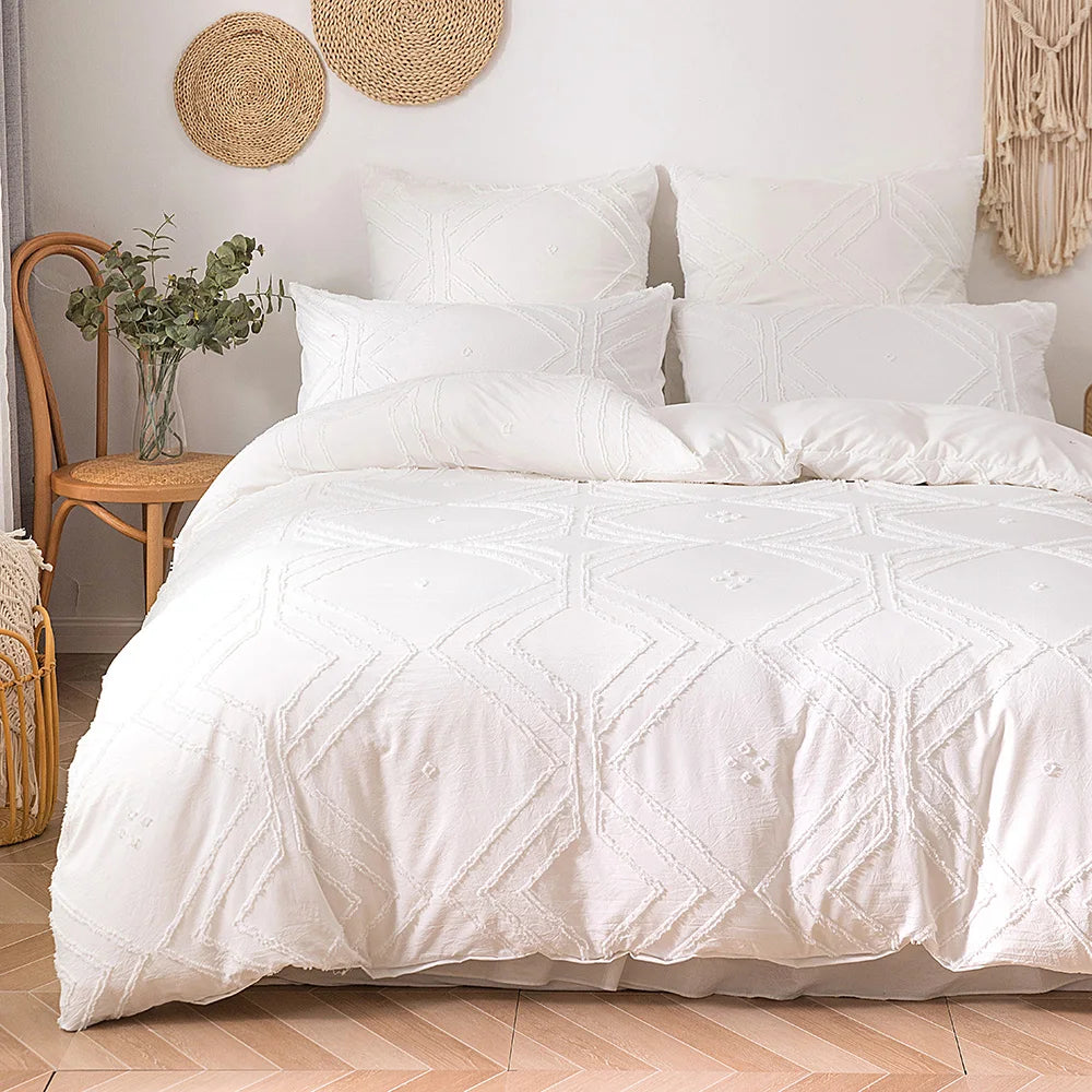 Summer White Pinch Pleat Duvet Cover 220X240Cm Luxury Double Bed Quilt Cover Bedding Set Queen King Size Comforter Cover