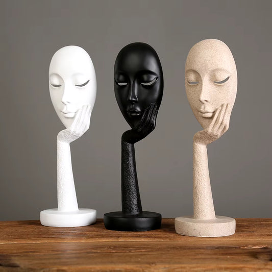 Creative Nordic Home Decoration Abstract Figure Sculpture Woman Face Mask Model Statue Resin Art Crafts Ornaments Home Decor