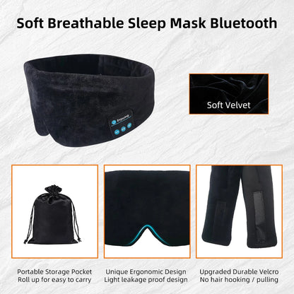 Sleeping Mask with Bluetooth Sleep Headphones Travel Cotton Eye Mask for Women Men Sleep Earphones Wireless Eyemask for Travel