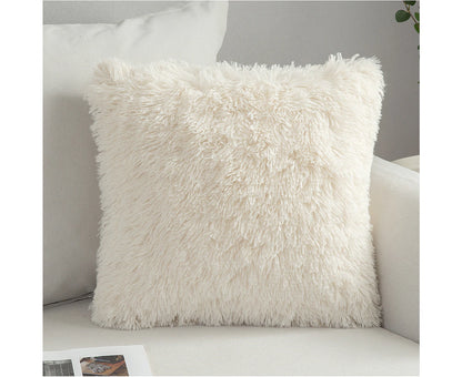 Set of 2 Fluffy Faux Fur Cushions Soft Artificial Fur Throw Cushion