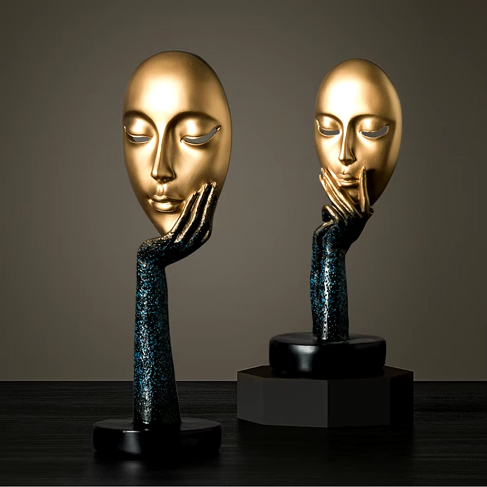 Creative Nordic Home Decoration Abstract Figure Sculpture Woman Face Mask Model Statue Resin Art Crafts Ornaments Home Decor