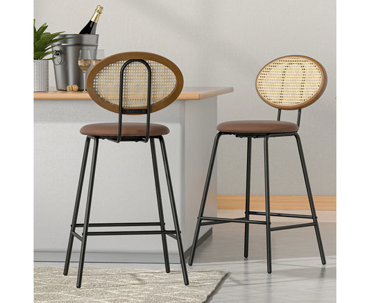 4X Bar Stools PU Leather Stools Brown