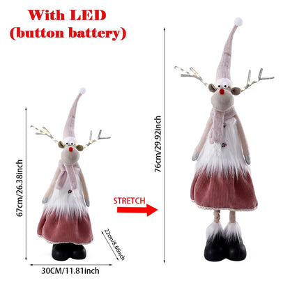 Christmas Reindeer Elk Doll Retractable Standing Toy Christmas Decorations for Home Xmas Party Gift New Year Navidad Elk 2022