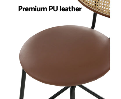 4X Bar Stools PU Leather Stools Brown