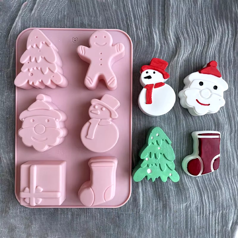 DIY Cake Baking Decoration Chocolate Mold Gift Christmas Tree Snowflake Santa Claus Snowman Socks Christmas Series Silicone Mold