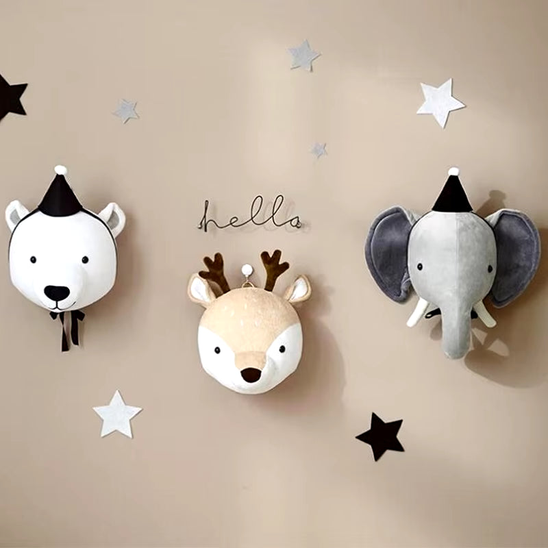 Kids Room Decoration 3D Animal Heads Elephant Deer Unicorn Head Wall Hanging Decor for Children Room Nursery Room Decoration